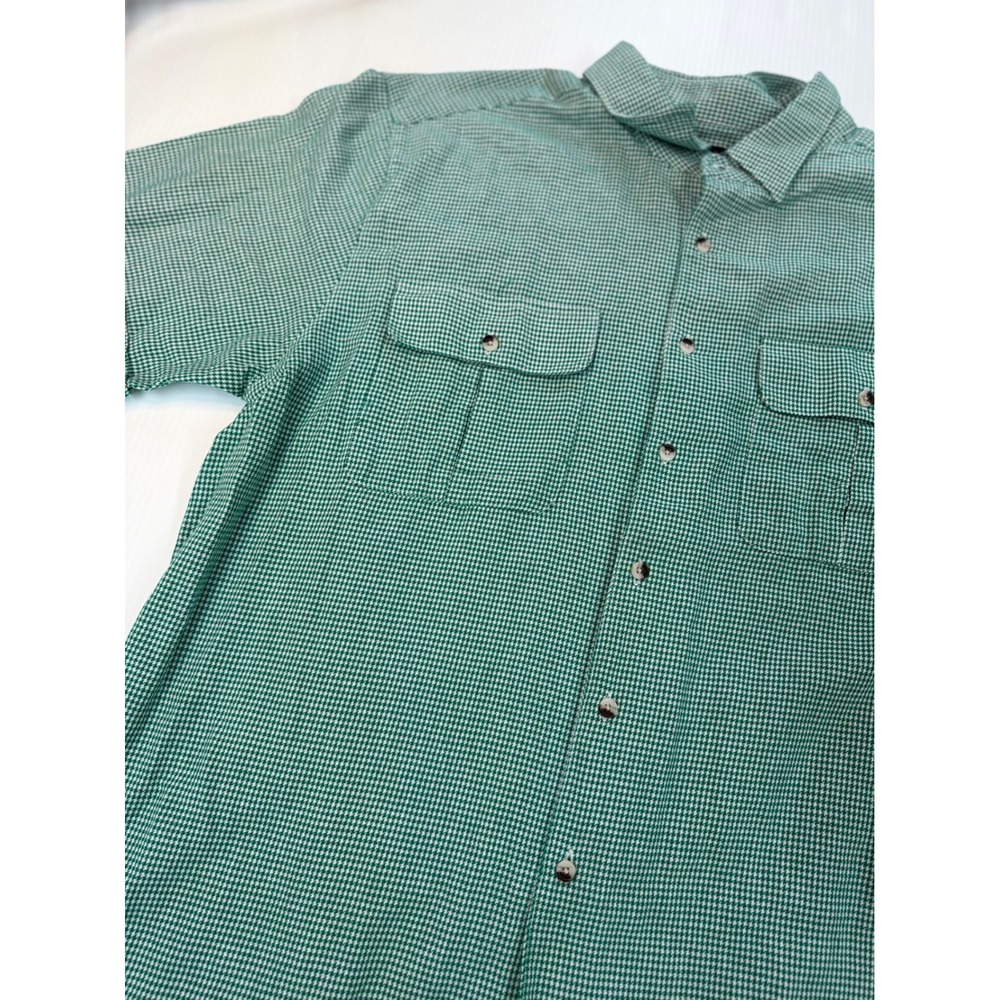 John Blair Button Down Shirt Green Houndstooth‎ Short Sleeve Workwear Mens XL - Picture 2 of 8